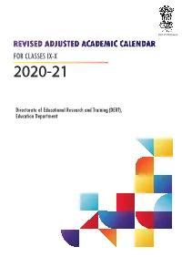 Revised Adjusted Academic Calendar for Classes Ix-X 2020-21