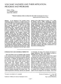 Volcanic Hazards and Their Mitigation: Progress and Problems