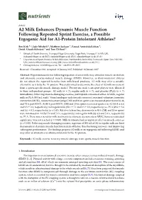 A2 Milk Enhances Dynamic Muscle Function Following Repeated Sprint Exercise, a Possible Ergogenic Aid for A1-Protein Intolerant Athletes?