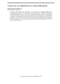 An Overview of U.S. Optics Programs