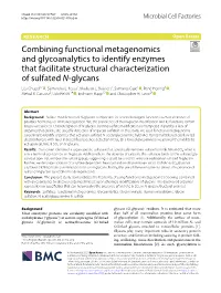 Combining Functional Metagenomics and Glycoanalytics to Identify Enzymes That Facilitate Structural Characterization of Sulfated N‑Glycans Léa Chuzel1,2 , Samantha L
