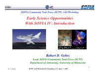 Early Science Opportunities with SOFIA IV: Introduction