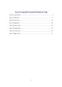 List of Compatible Notebook Models for Tips