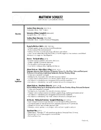 MATTHEW SCHULTZ CV Mattschultz.Com • Matthew@Mattschultz.Com