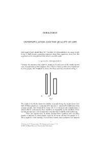 Overpopulation and the Quality of Life