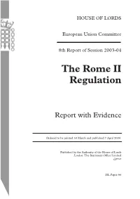 The Rome II Regulation