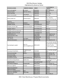 2016 Plant Names Catalog Alphabetical by Botanical Name