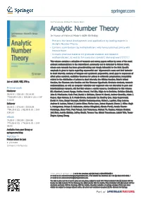 Analytic Number Theory in Honor of Helmut Maier’S 60Th Birthday