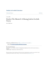 Beattie's the Minstrel: a Missing Link in Scottish Poetry