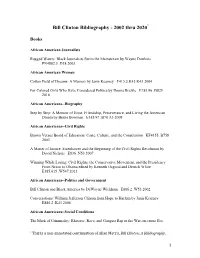 Bill Clinton Bibliography - 2002 Thru 2020*