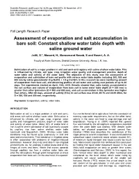 Constant Shallow Water Table Depth with Saline Ground Water