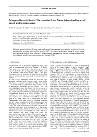 Estrogen-Like Activities in Vitex Species from China Determined by a Cell Based Proliferation Assay