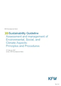 Sustainability Guideline Assessment and Management of Environmental, Social, and Climate Aspects: Principles and Procedures