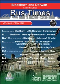 Blackburn and Darwen Local Services Bus Times