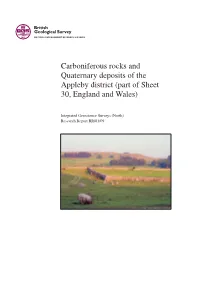 Carboniferous Rocks and Quaternary Deposits of the Appleby District (Part of Sheet 30, England and Wales)