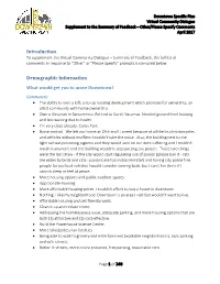 Downtown Specific Plan Virtual Community Dialogue Supplement to the Summary of Feedback – Other/Please Specify Comments April 2017