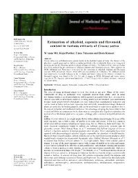 Estimation of Alkaloid, Saponin and Flavonoid, Content in Various