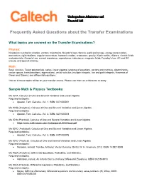 Frequently Asked Questions About the Transfer Examinations
