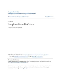 Saxophone Ensemble Concert Chapman Saxophone Ensemble