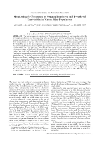 Monitoring for Resistance to Organophosphorus and Pyrethroid Insecticides in Varroa Mite Populations