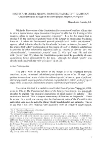 RIGHTS and DUTIES ARISING from the NATURE of the LITURGY Considerations in the Light of the Motu Proprio Magnum Principium