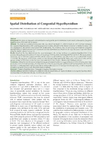 Spatial Distribution of Congenital Hypothyroidism