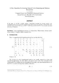 A New Algorithm for Inverting General Cyclic Heptadiagonal Matrices Recursively