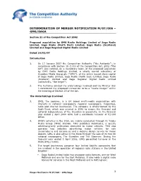 Determination of Merger Notification M/07/006 – Gmg/Saga