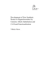 Development of New Synthetic Routes to Organoboronates by Catalytic Allylic Substitution and C-H Bond Functionalization