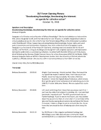 DLF Forum Opening Plenary “Decolonizing Knowledge, Decolonizing the Internet: an Agenda for Collective Action” October 15, 2018