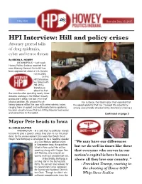HPI Interview: Hill and Policy Crises Attorney General Talks of Drug Epidemics, Cyber and Terror Threats by BRIAN A