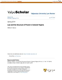 Law and the Structure of Power in Colonial Virginia