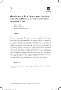 The Afterlives of the Archons: Gnostic Literalism and Embodied Paranoia in Twenty-First Century Conspiracy Theory