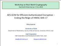 AES-GCM for Efficient Authenticated Encryption – Ending the Reign of HMAC-SHA-1?