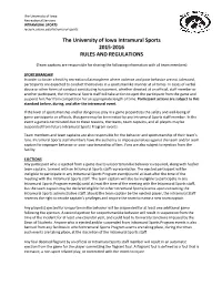 Intramural Rules and Regulations, Or in the Individual Sport Rules