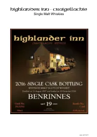 Our Current Whisky List