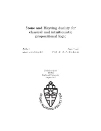 Stone and Heyting Duality for Classical and Intuitionistic Propositional Logic