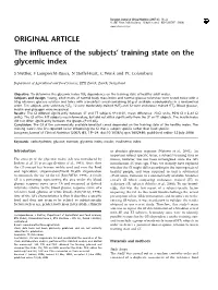 The Influence of the Subjects' Training State on the Glycemic Index