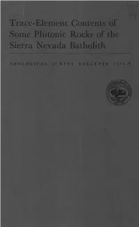 Trace-Element Contents of Some Plutonic Rocks of the Sierra Nevada Batholith