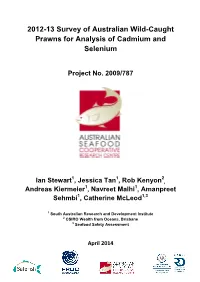 2012-13 Survey of Australian Wild-Caught Prawns for Analysis of Cadmium and Selenium