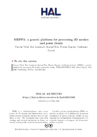 A Generic Platform for Processing 3D Meshes and Point Clouds Vincent Vidal, Eric Lombardi, Martial Tola, Florent Dupont, Guillaume Lavoué
