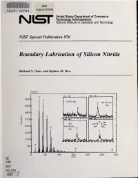 Boundary Lubrication of Silicon Nitride