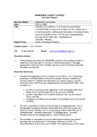 HAMPSHIRE COUNTY COUNCIL Decision Report Decision Maker: Regulatory Committee Date: 29 July 2020 Title: Variation of Conditions