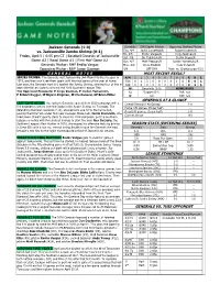 Jackson Generals (1-0) Schedule JXN Starter Pitcher Opposing Starting Pitcher Vs