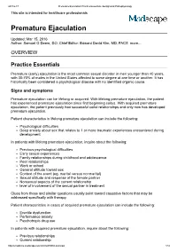 Premature Ejaculation: Practice Essentials, Background, Pathophysiology