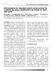 Prevalence of Helminthiasis in Relation to Climate in Small Ruminants in Perak in 1998 and 2008