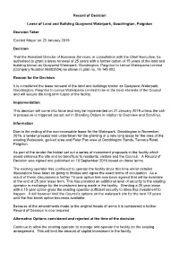 Record of Decision Lease of Land and Building Quaywest Waterpark