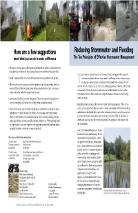 Reducing Stormwater and Flooding About What You Can Do to Make a Difference the Ten Principles of Effective Stormwater Management