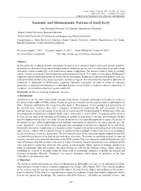 Semantic and Metasemantic Notions of Analyticity