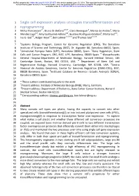 Single Cell Expression Analysis Uncouples Transdifferentiation And